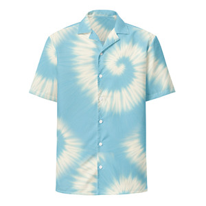 Chemise boutonnée unisexe bleu ciel pastel effet tie-dye - Product Image 3