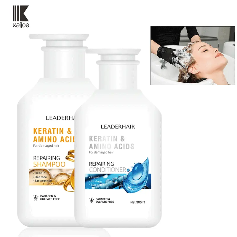 Ensemble de soins capillaires de profession de marque privée produits shampoing et après-shampoing pour cheveux à la kératine et aux acides aminés nourrissants biologiques