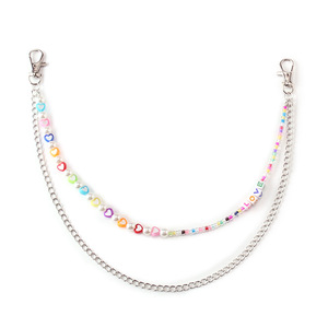 Chaîne de taille double couche en forme de cœur avec lettres, imitation perles, pour femme, idéale au quotidien - Product Image 4