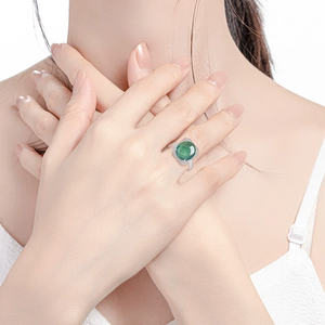 Natural genuine <b>jade</b> blue water large oval <b>ring</b> in ice-grade <b>jade</b>, fashionable finger <b>ring</b>, S925 silver, adjustable design - Product Image 4