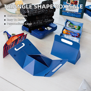 Boîte cadeau pliable en gros avec poignée découpée, bleu roi, fermeture magnétique, boîte en papier portable pour emballage de cadeaux de fêtes - Product Image 2