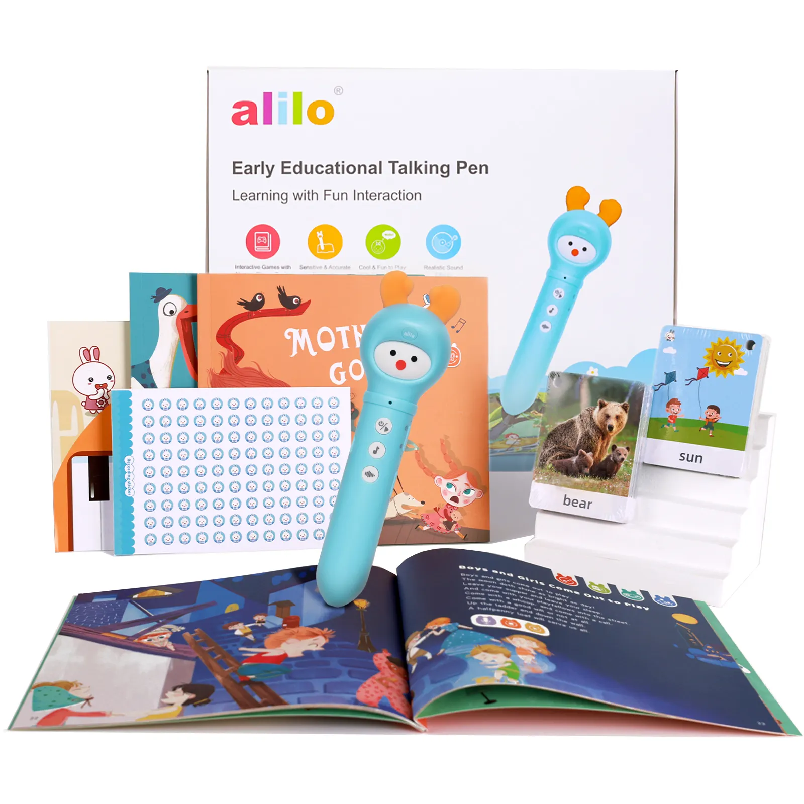Alilo חינוכיים מוסיקה לילדים אודיו מונטסורי צעצועי ילדים מדבר <span class=keywords><strong>עט</strong></span> יצרן קול ספר