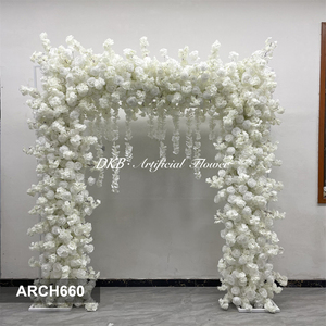 DKB Wholesale White Artificial Silk Flower Arch Wedding <b>Backdrop</b> 7-8ft Steel Frame Eco-Friendly Customizable DIY Event <b>Party</b> - Product Image 2