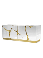 Buffet OE-FASHION de luxe léger italien en acier inoxydable, meuble de rangement mural créatif de luxe pour villa et manoir