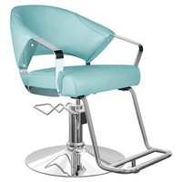 Fauteuil de barbier moderne en cuir synthétique, réglable en hauteur par vérin hydraulique, pivotant à 360 degrés, base métallique, repose-pieds amovible