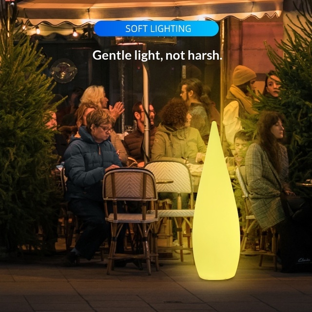 Outdoor Solar Water Drop Floor Lamp Garden & Lawn Camping Atmosphere Light IP55 Waterproof Red PE Material