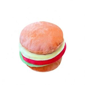 Fabbrica diretta <span class=keywords><strong>Pet</strong></span> squittio giocattoli basso MOQ all'ingrosso patatine fritte di peluche Pizza <span class=keywords><strong>Hamburger</strong></span> imbottito cuscino cigolante cane giocattoli - Product Image 6
