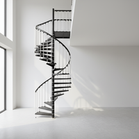 Escalier en colimaçon en verre pour villa et commerce, facile à installer, avec marches en bois pour extérieur résidentiel