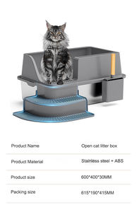 فولاذ مقاوم للصدأ عالي الجودة كبير القط ، شبه مغلق ، مقاوم للتسرب ، صلب مقاوم للصدأ للقطط - Product Image 5