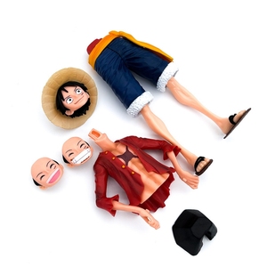 Figurine d'action Monkey D. <span class=keywords><strong>Luffy</strong></span> en une seule pièce de 27 cm, avec visage interchangeable, <span class=keywords><strong>Luffy</strong></span> <span class=keywords><strong>souriant</strong></span>, modèle en PVC, jouet pour cadeaux, vente chaude - Product Image 3
