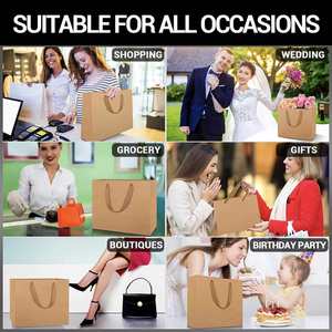 Personalized Recyclable Classic Brown Gift Shopping Jewelry Kraft Paper Bags Handles Black Pink Custom <b>Ribbon</b> Handle - Product Image 4