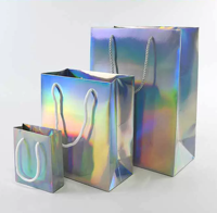 Sacs de shopping en papier d'art doré argenté portables avec logo personnalisé Impression naturelle Sacs de vente au détail réutilisables