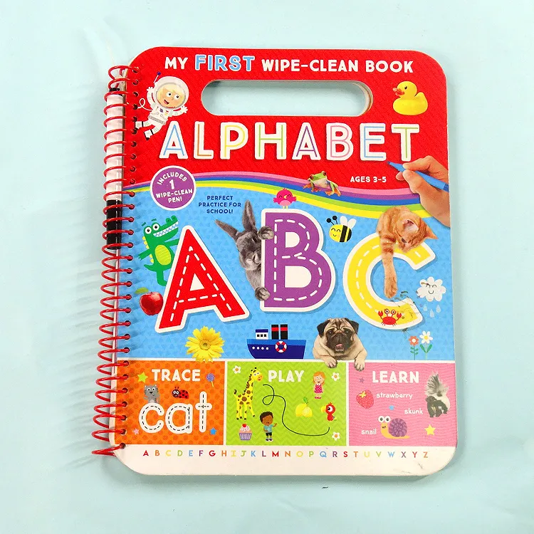 หนังสือ ABC Board สำหรับเด็ก/เด็กหนังสือการเรียนภาษาอังกฤษสำหรับเด็กการออกแบบที่กำหนดเองทำความสะอาดง่ายนำกลับมาใช้ใหม่ได้กิจกรรม