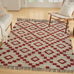 พรมปอกระเจาขนสัตว์ถักลายเรขาคณิตสำหรับบ้านโรงแรมห้องนั่งเล่น - Product Image 2