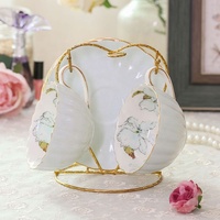 Ensemble de 12 tasses et soucoupes en céramique rose pour filles, couleurs vives, tasses à café pour cadeaux d'affaires