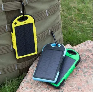 universal slim key chain logo 4000mAh waterproof mobile charger solar portable power bank with LED torch