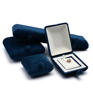 Boîte à bijoux haut de gamme en velours avec logo personnalisé pour pendentif anneau, rangement étanche pour bracelets femme avec fermeture à bouton - Grande Vente - Product Image 3