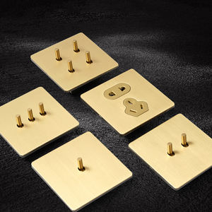 LangYeao dekoratif 1-4Gang 3-Way geçiş 2Way mat altın paslanmaz çelik Panel Retro 86-type otel ev ofis için ab FR soket - Product Image 2