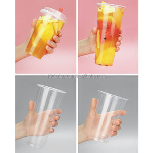 Gobelets à thé au lait à bulles Boba en PP de qualité alimentaire jetables avec logo personnalisé en gros, 90 mm, 16 oz, 20 oz, 32 oz, avec couvercles - Product Image 3