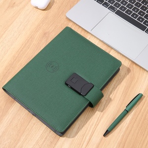 Chargement sans fil avec serrure à empreintes digitales pour ordinateur portable avec couverture en cuir Power Bank <span class=keywords><strong>A5</strong></span> Magnetic Style Loose-Leaf <span class=keywords><strong>Format</strong></span> - Product Image 2