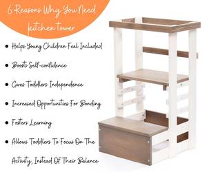 Torre de Aprendizaje Moderna de Madera Maciza Ajustable, Multifuncional, Duradera, Fácil de Instalar, Segura para Niños, para Cocina, Baño y Dormitorio - Product Image 3