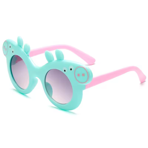 Vente en gros de lunettes de soleil pour enfants, garçons et filles, avec logo personnalisé, anti-UV, mignonnes, dessinées, en forme de cochon, tendance, colorées, UV400 - Product Image 4