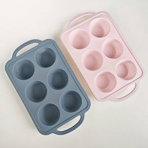 Moule à gâteau en silicone 6 cavités rondes, résistant au four, facile à démouler, pour la cuisson de gâteaux mousse - Product Image 1