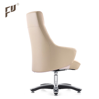 Chaise de bureau exécutive moderne à dossier haut en cuir marocain, structure en bois, base en alliage d'aluminium, mécanisme synchronisé, hauteur de siège réglable