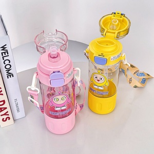 Cute Egg-shaped Children's Eco-friendly Material Cartoon Design <b>Straw</b> <b>Water</b> Bottle <b>Cup</b> Strap Portable Outdoor Use Dual-Use Spout - Product Image 4