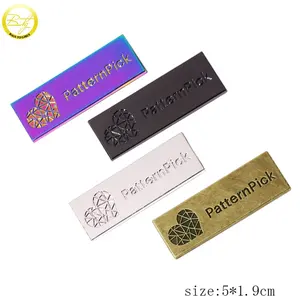 Zinc Alloy Custom Rainbow Nameplate Bags Hardware Rectangle Engraving Logo Brand Metal Plaque For Hats