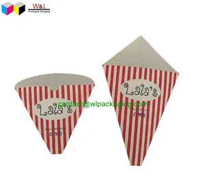 food grade cone shape customs crepes box holder french fries box