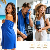Serviette de plage personnalisée en microfibre 200 g/m² séchage rapide sans sable légère ronde pour voyage avec logo OEM imprimé