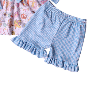 All'ingrosso 2 pezzi set di abbigliamento per bambina di alta qualità in seta dolce modello di arco personalizzato per bambini Boutique di moda per il negozio per bambini - Product Image 4