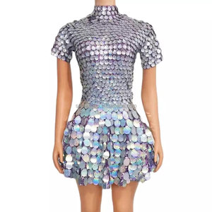 Robe scintillante à paillettes pour spectacle de scène, robe de soirée d'anniversaire, Sexy - Product Image 1