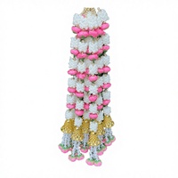 Guirlande de clochettes de fleurs de rose Mogra artificielles en plastique, faites à la main, durables, pour événements, fêtes, décors de temple, mariages, accessoires de décoration festifs