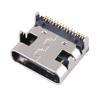Connecteur femelle Type C 16 broches 3A horizontal SMT en acier inoxydable, port de charge rapide et de données USB pour PCB