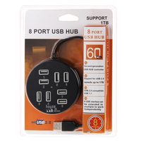 Hub USB 2.0 Circular de Alta Velocidad WFYEAR de 60 cm con 8 Puertos, Adaptador de Expansión, en Stock, para Laptop, Notebook, PC