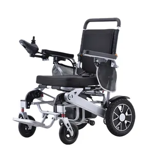 J J High Quality Motorized Aluminum Electric Wheelchair Hospital Foldable Compact Mobility Disabled Rehabilitation Equipment