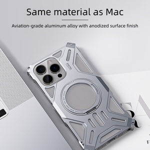 Nouveauté 2026 : Coque de téléphone en alliage d'aluminium sans cadre, support rotatif à 360° de luxe pour iPhone 16, 15, 14, 17 Pro Max <span class=keywords><strong>9A</strong></span> - Product Image 2