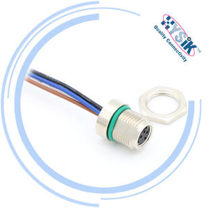 Conector de Panel Hysik M8 de 4 Pines con Cables, Conectores de Montaje Frontal, Ensamblaje de Conector de Aviación para Enchufe Industrial - Product Image 1