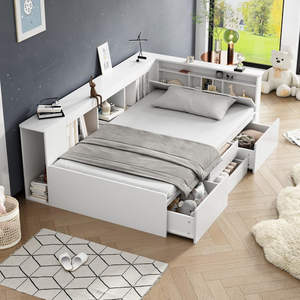 <span class=keywords><strong>Lit</strong></span> simple pour enfants certifié BSCI, durable, avec tiroirs, étagère, bibliothèque, canapé, <span class=keywords><strong>lit</strong></span> pour jeunes garçons et filles, sans matelas - Product Image 2