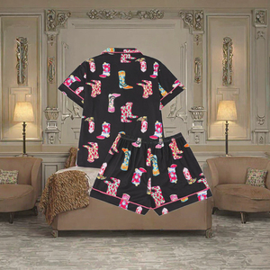 Conjunto de Pijama de Verano para Mujer, Casual y de Lujo, Pantalones Cortos, Diseño a Cuadros Blancos, Ropa de Dormir Transpirable, Satén Térmico - Product Image 3