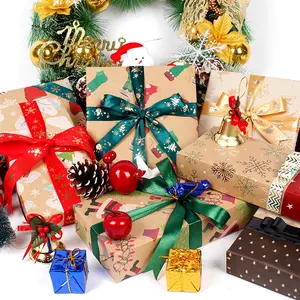 Novos produtos Custom Christmas Gift Kraft Wrapping Paper Fabricantes Fornecedores Tamanho 50*70 CM Papel De Regalo