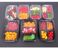 Boîte d'emballage en plastique PET personnalisée à compartiments 1 2 3 4 pour salades de fruits frais, fruits, légumes, pâtisserie