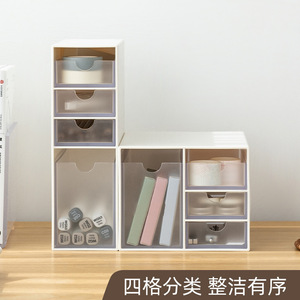 Good Products Of The Times Desktop Organizer 4 Drawer Transparent Storage Box Minimalist Design Office Desk Organizer - Product Image 3