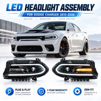 Phare avant PCS-H15 pour Dodge Charger 2015-2024, mise à niveau LED performante avec DRL blanc et clignotant séquentiel jaune