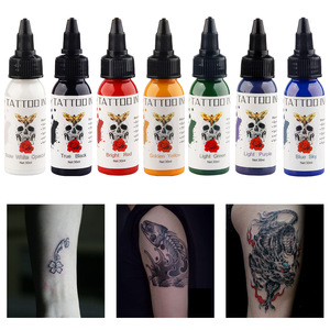 Tinta de tatuaje de alta calidad, 7 colores, 30ml, con certificación MSDS para uso corporal, juego de tintas, suministros completados, registro de ingredientes de EE. UU. - Product Image 3