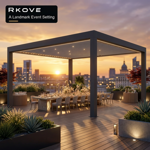 Pergola motorisée RKOVE RK-S1 en aluminium robuste, imperméable et résistante au vent, pour villa, cour et patio. - Product Image 1