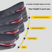 Semelles Confortables Rehaussantes 3/5/7/9CM pour Hommes et Femmes, Longueur Complète, Multi-Couches PU/Velours, Inserts à Coussin d'Air, Soutien de la Voûte Plantaire, Anti-Choc