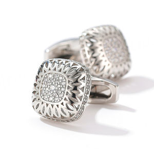 Cufflinks for Men Luxury Set Light Luxury Round Gold-plated Copper <b>Shirt</b> <b>Cuff</b> Studs Inlaid with Zircon and Rhinestones - Product Image 4